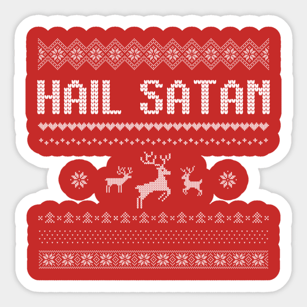 Hail Satan Ugly Funny Christmas Sweater Sticker by murdershirts